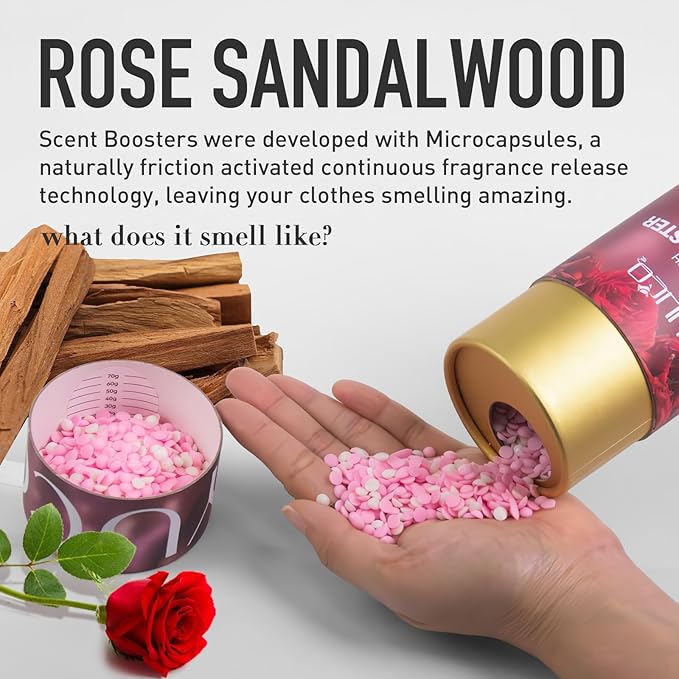 YUCO Scent Beads Laundry Natural,Ultra-Concentrated Two-Color Laundry Beads,Effective Fabric Deodorizer,Soften,Static Free,Microcapsule Technology Scent Lock Fresh Last 12Weeks(Rose Sandalwood,12.6OZ)