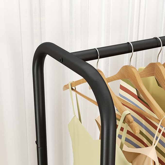 SINGAYE Coat Clothes Storage Organizer Garmen Rack Portable Closet Clothing Racks for Hanging Clothes Heavy Duty Freestanding Wardrobe Laundry with Shelves Black 11.5" D x 32" W x 72" H