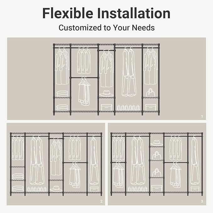 VIPEK V50 Gold Closet Rack, Extra Large Elegant Heavy-Duty Freestanding Wardrobe with Adjustable Shelves for Bedroom, Dressing Room, Retail Display, 1300 lb Capacity