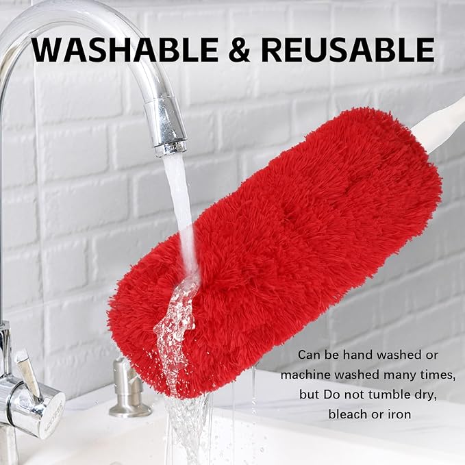 Reusable Microfiber Duster Refills Compatible with OXO & MR.SIGA Duster - Washable Duster for Household Cleaning Dusting Furniture Blind Ceiling Fan 2Pack (Handle NOT Included)