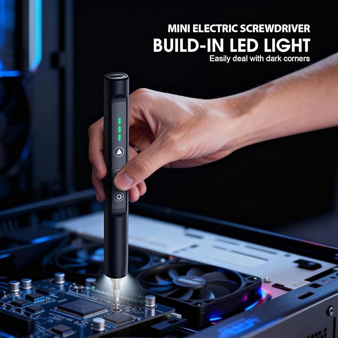 Mini Electric Screwdriver Set, 56 in 1 Cordless & Rechargeable Precision Kit with 52 S2 Magnetic Bits for Electronics, Phone, Laptop, Glasses, PC Repair