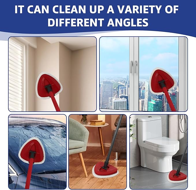 Flat Mop Head Replacements, Microfiber Mopping Pads Refills, 1-Pack Spin Mop Pads + 1 Plastic Pad &1 Scrape for Floor, Wall & Ceiling Cleaning - Fits EasyWring & RinseClean Systems