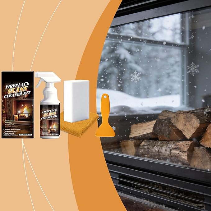 Fireplace Glass Cleaner - Heavy Duty Cleaning Agent, Hearth Cleanes for Glasses Surfaces, Fireplace Cleaner with 150ml Bottle, Cleaning Solution, Glass Cleaners for Steel Grates, Screens, Brick, Tile