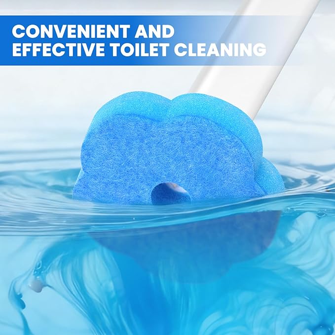 2 Pack Disposable Toilet Brush with 54 Refills, Toilet Wand Starter Kit, Toilet Brush and Holde Set, Wall Mounted Toilet Bowl Scrubber for Bathroom Maintenance