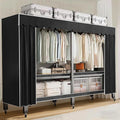 Heavy Duty Portable Closet with Cover 1200Ibs Foldable Covered Clothes Rack for Hanging Armoire Wardrobe Closet System Freestanding Coat Storage Garment Racks (168cm/66in（black）)