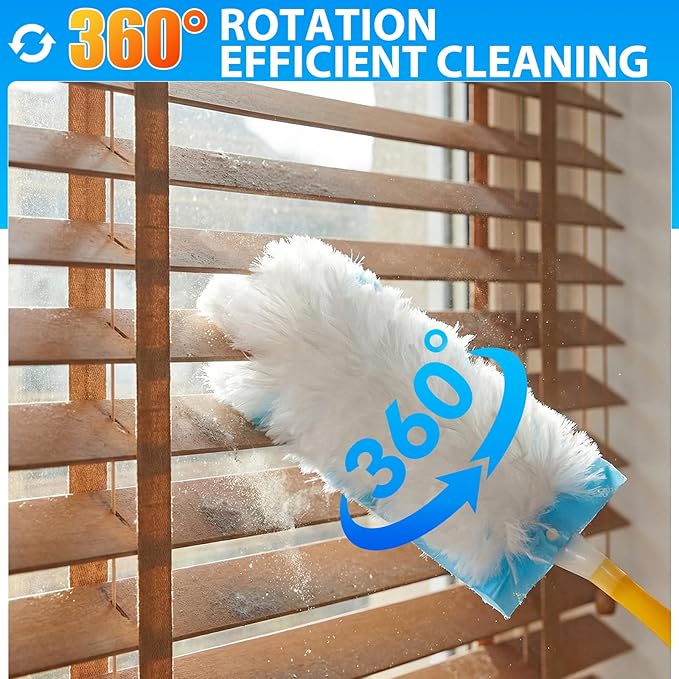 30 Count Duster Refill for Swiffer Duster with 1 Handle - 360° Multi-Surface Larger Size Feather Dusters, Disposable Duster Kit for Cleaning Home, Furniture, Blinds and Ceiling Fans