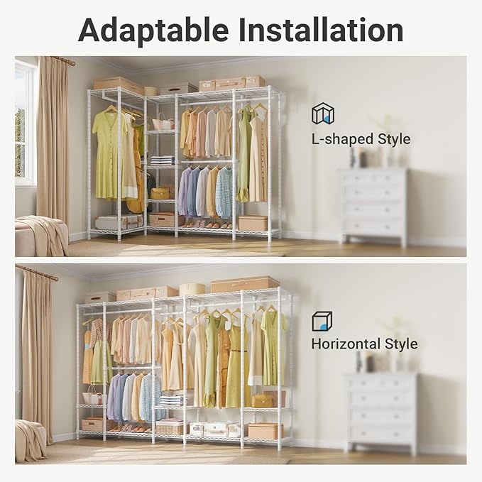 VIPEK V50 White Closet Rack, Extra Large Heavy-Duty Freestanding Wardrobe with Adjustable Shelves for Bedroom, Apartment, Walk-in Closet, 1300 lb Capacity