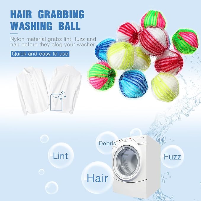 Blulu 12 Pieces Pet Hair Remover for Laundry Dryer Balls Reusable Washing Machine Hair Catcher Pet Dog Cat Catcher Lint Remover (Stylish Color)
