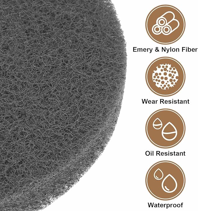 HARFINGTON 24pcs Scrubber Scouring Pads 800 Grits 3 Inch Drill Power Brush Hoop and Loop Surface Conditioning Disc Drill Scuffing Disc Scrub Pads for Home Kitchen Cleaning, Gray