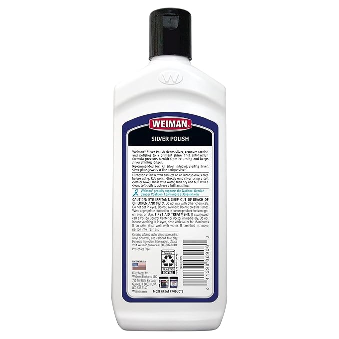 Weiman Silver Cream Cleaner 3-in-1, Anti-Tarnish Technology, Safely Clean, Polish, Shine & Restore, Removes & Prevent Tarnish, 8 Oz