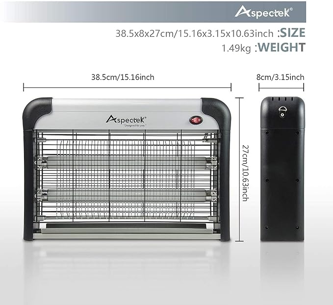 ASPECTEK Bug Zapper & Electric Insect Kill Mosquito Bug Fly & Other Pests Killer, Powerful 2800V Grid 20W Bulbs, Indoor use only
