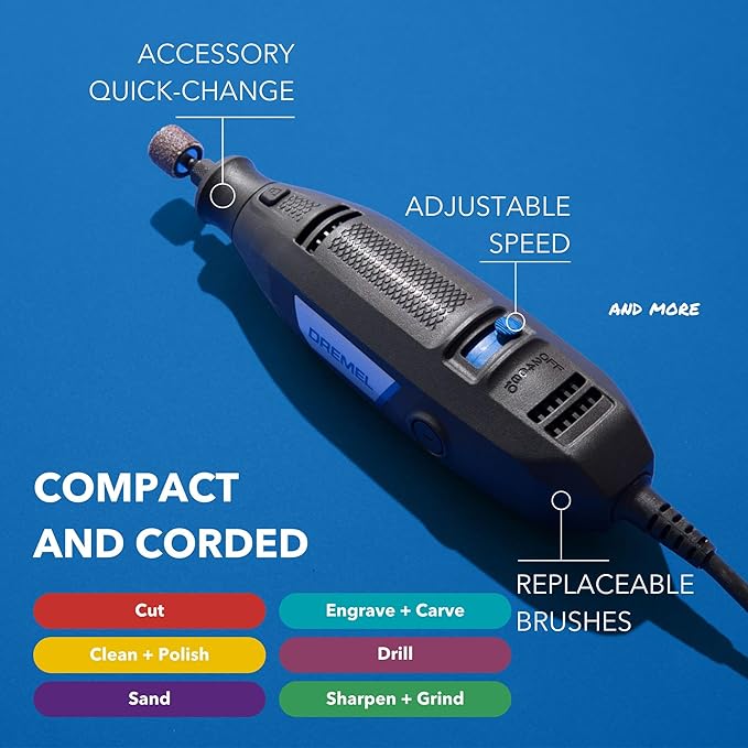 Dremel 3100-1/15 Variable Speed Rotary Tool Kit- 1 Attachment and 15 Accessories, Ideal for a Variety of Crafting and DIY Projects- Cutting, Sanding, Grinding, Polishing, Drilling, and Engraving