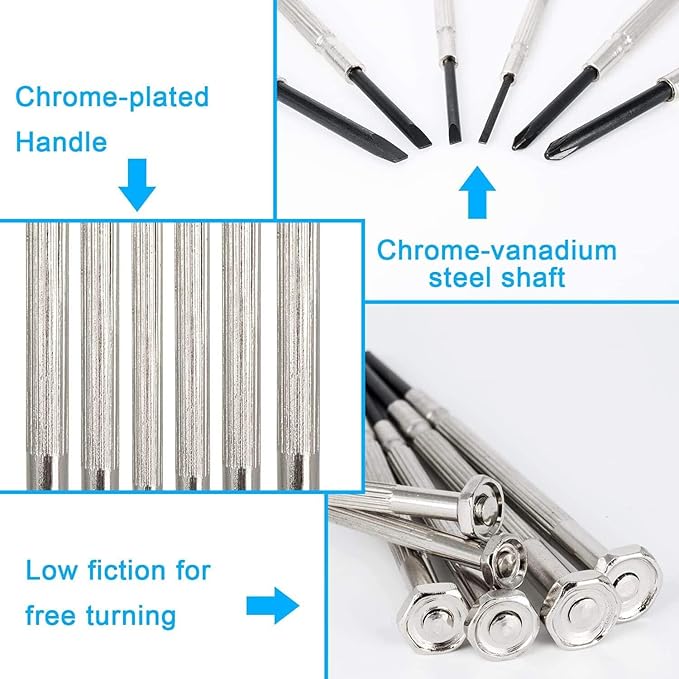 NSEZTZ 6PCS Mini Screwdriver Set, Small Professional Repair Tool Kit with 6 Different Size Flathead and Phillips Screwdrivers, Precision Screwdriver Sets for Jewelry, Watch, iPhone, Eyeglass Repair