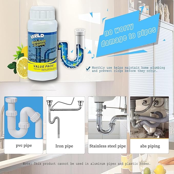 2026 Upgrade Wild Tornado Pipe Dredge, Powerful Sink Drain Cleaner, Multi-functional Drains Cleaners Fast Foaming for Kitchen Toilet Pipeline Quick Cleaning Tool (2PC)