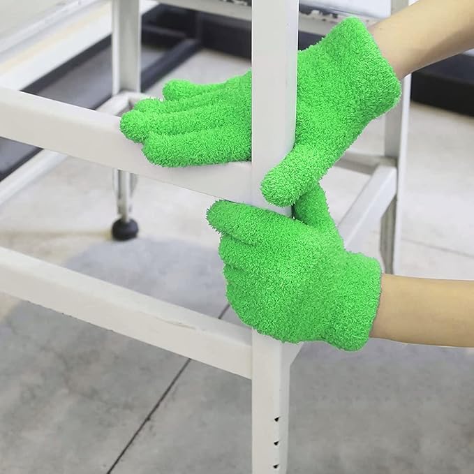 Evridwear Microfiber Gloves for Plant Dusting,2 Pairs Reusable Leaf Cleaning Glove for Houseplants,Blinds,Furniture and Small Objects