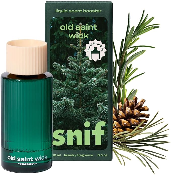 Snif Old Saint Wick Scent Booster, Fresh-Cut Pine, Fir Balsam & Cedarwood Holiday Scent, 25 Loads, Non-Irritating to Skin, Clean, Non-Toxic, Vegan, Cruelty Free, 8.5oz