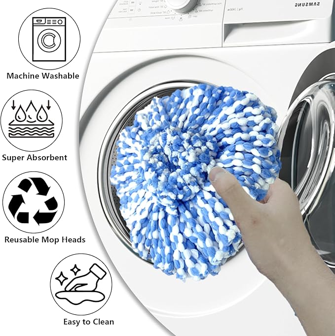 Spin Mop Replacement Heads Compatible with O Cedar RinseClean 2 Tank System,4 Pack Mop Refills Microfiber Mop Replace Heads,Deep Cleaning for All Flooring,Machine Washable and Easy to Install