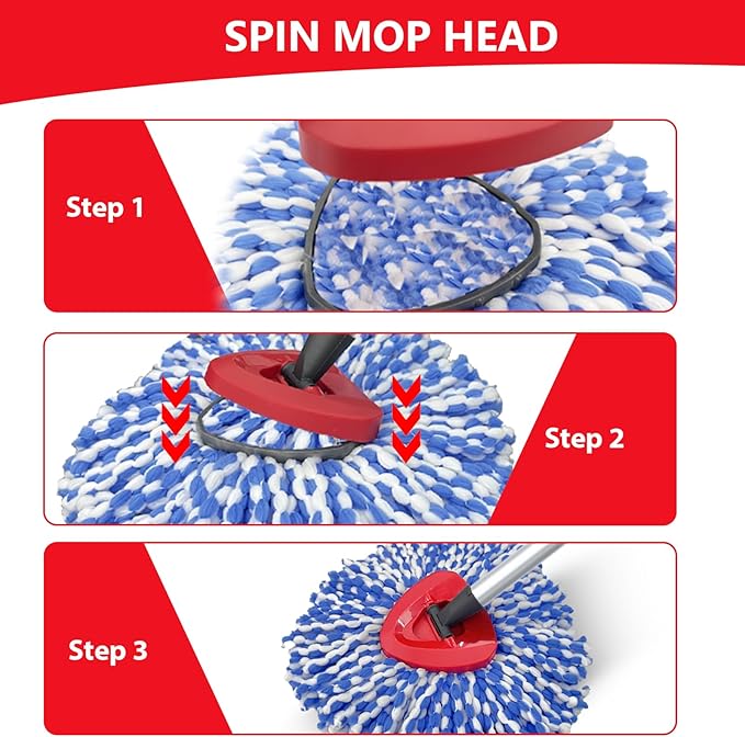Spin Mop Replacement Heads Compatible with O Cedar RinseClean 2 Tank System,4 Pack Mop Refills Microfiber Mop Replace Heads,Deep Cleaning for All Flooring,Machine Washable and Easy to Install