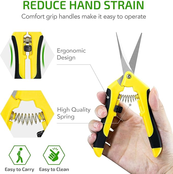 iPower 6.5 Inch Gardening Scissors Hand Pruner Pruning Shear for Gardening and Trimming, Heavy-Duty, Ultra Sharp Stainless Steel, Yellow, 3-Pack