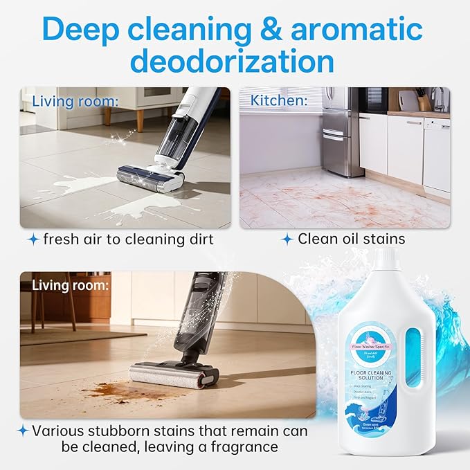 Floor Cleaning Solution Compatible With Tineco/Bissell/Dreame And Shark, Fragrance Deodorization, Deep Cleans for Multiple Hard Floors, Suitable With Cordless Wet/Dry (【Fresh Ocean】, 2.51 Liter)