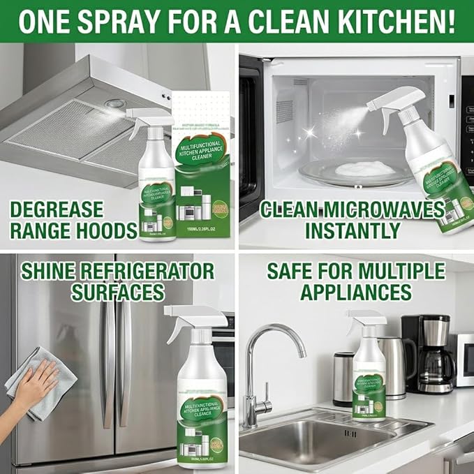 Multi-Purpose Enzyme Foam Cleaner, Kitchen Cleaner Stain Remover Spray, Multipurpose Kitchen Appliance Cleaner for Appliance/Hold/Oven/Stove/Sink Range Hood (2pcs)
