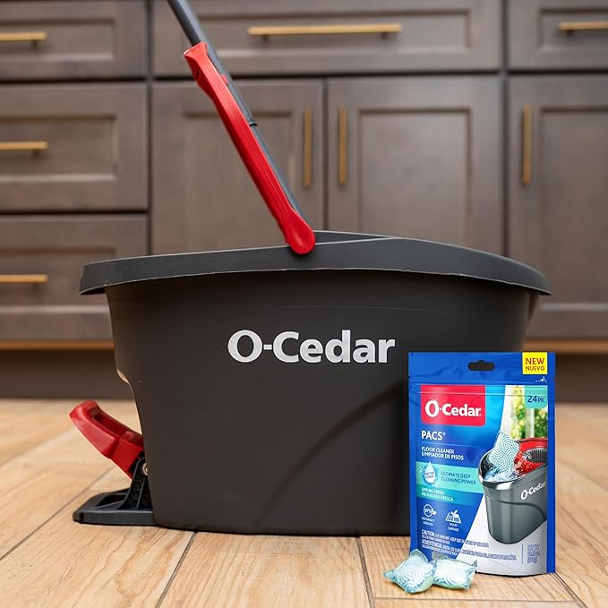 O-Cedar PACS Hard Floor Cleaner, Spring Fresh Scent 24 Count (1-Pack) | Made with Naturally-Derived Ingredients | Safe to Use on All Hard Floors | Perfect for Mop Buckets