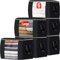 Fab totes 24 Gallons Clothes Storage, Foldable Thick Fabric Blanket Storage Bags, Containers for Organizing Bedroom, Closet, Clothing, Comforter, Organization with Handle (6 Pack,Black)