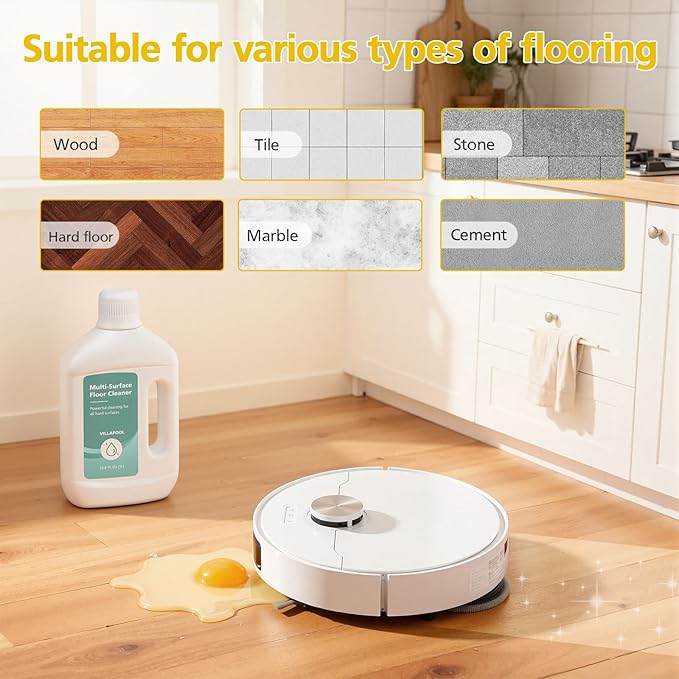 Floor Cleaning Solution Compatible with Dreame All Robot Vacuums & Wet Dry Vacuums, Residue-Free Multi-Surface Cleaner, 33.81 Fl Oz Original Scent
