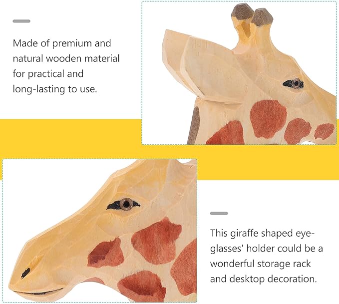 Giraffe Shaped Eyeglasses Holder Wooden Glasses Stand Decorative Eyewear Organizer Tabletop Rack for Home Office Display