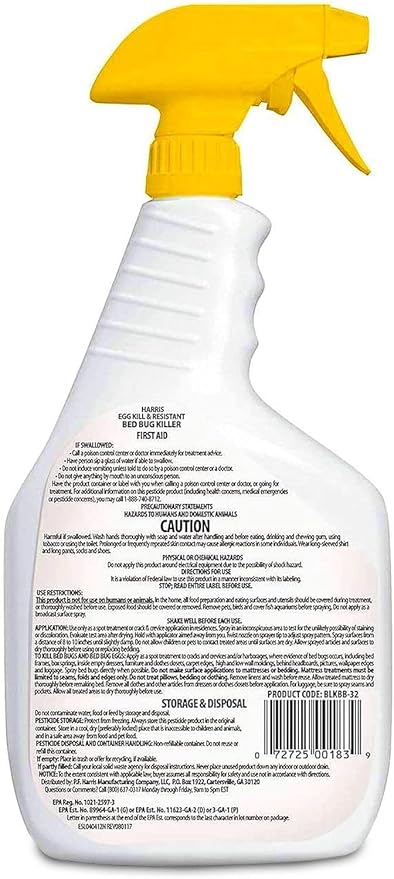HARRIS White Label Bed Bug Killer, Liquid Spray with Odorless and Non-Staining Extended Residual Kill Formula (32oz)
