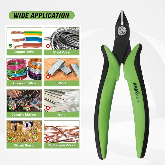 KATA 2-Pack Micro Wire Cutter For Electronics Flush cutter, Precision Side Cutting for Electronics, Craft, Jewelry, Soft Copper, Wire Cables, Floral, Zip tie
