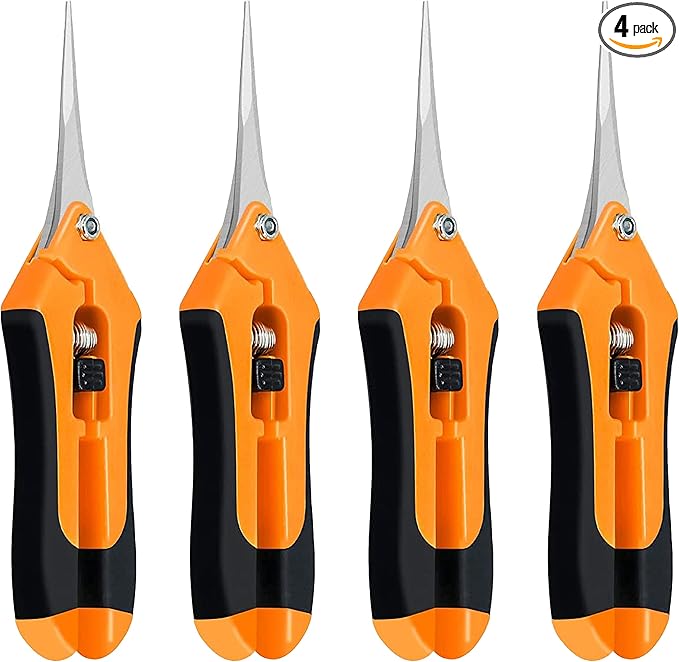 iPower 6.5 Inch Gardening Scissors Hand Pruner Pruning Shear with Straight Stainless Steel Blades, Orange, 4-Pack