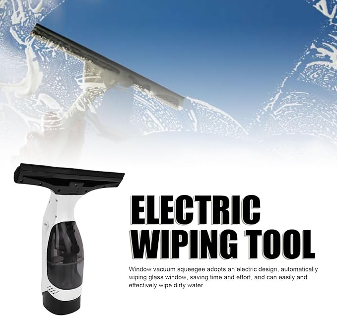 2200mAh Electric Window Cleaner Tool, Window Vacuum Squeegee Cordless, for Efficiently Spraying, Wiping and Vacuuming Windows, Mirrors, Shower Glass, Tiles (US Plug