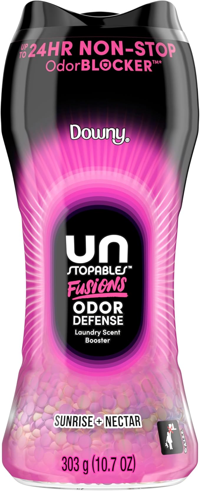 Downy Unstopables Fusions Odor Defense In-Wash Laundry Scent Booster Beads, Sunrise + Nectar Scent, 10.7 OZ, 2-in-1 Laundry Beads for Odor Defense
