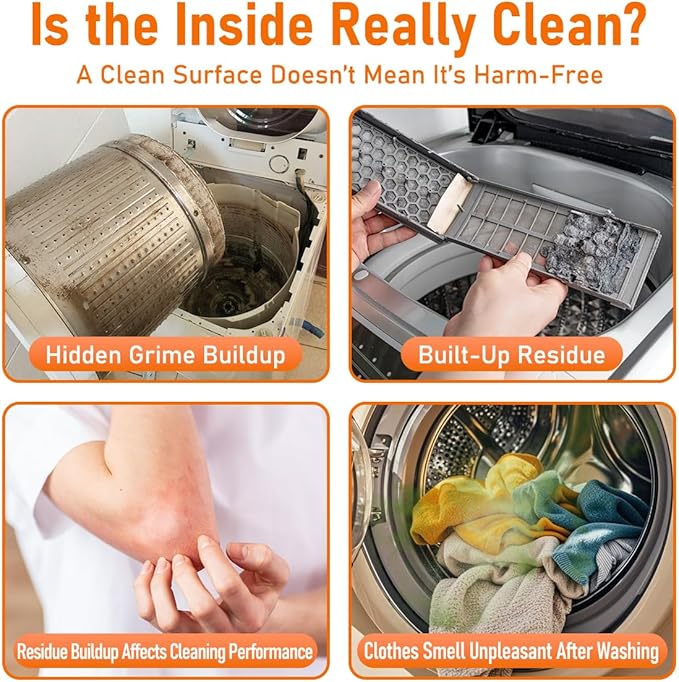 Washing Machine Cleaner Tablets 24 Pack, Deep Removes Residue, Grime and Odors,Washer Machine Cleaner for Front and Top Loader Washer Machines,6 Month Supply (2 PACK)