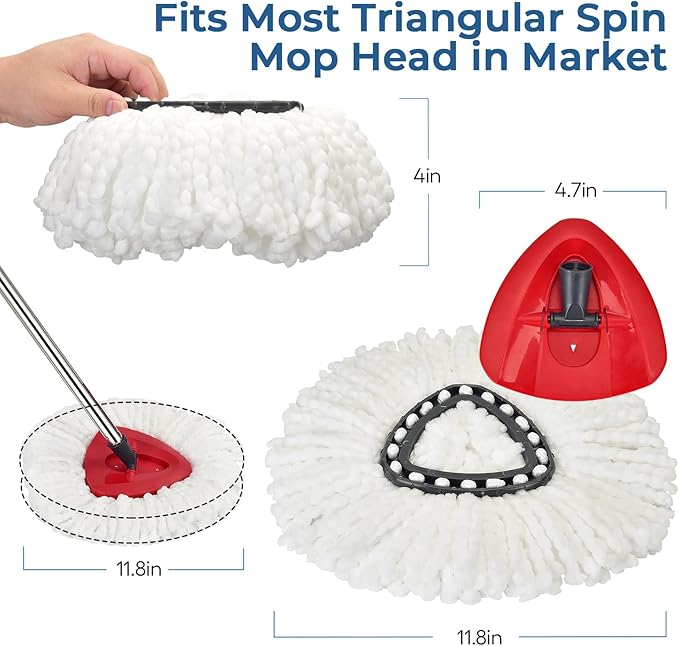 Matthew Cleaning 3Pack White Microfiber Spin Mop Replacement Head Compatible with EasyWring Spin Mop Replace Head-EasyWring High Absorbency,Machine Washable,Microfiber Spin Mop Refills