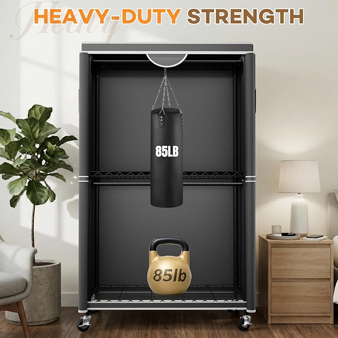 Clothes Rack With Cover, Heavy Duty Clothing Rack for Hanging Clothes, Rolling Garment Rack with Lockable Wheels, Metal Clothing Rack, Portable Closet 35.4"W x 17.1"D x 71.8"H, Hold 425 lbs, Black