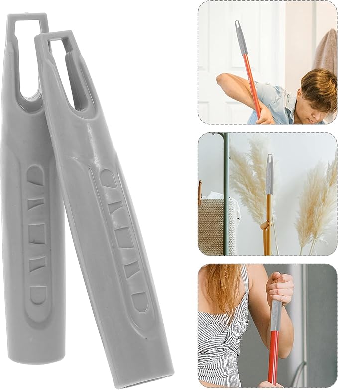 VALICLUD 2pcs Gray 19mm Plastic Broom Handles Replacement Grip for Dustpan and Mop Sticks, Sturdy Broom and Dustpan Handle Accessories for Household Cleaning and Sweeping Tasks