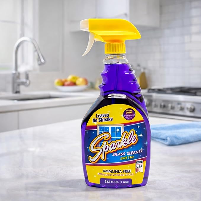 Sparkle Glass Cleaner Refill 1 Gallon (128 Fl Oz) – Ammonia-Free Heavy Duty Streak-Free Formula for Windows, Mirrors & Glass (Pack of 1)