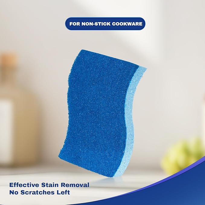 9 Pack 3-in-1 Scrub Sponge Variety Pack, Heavy Duty + Zero Scratch + Delicate Clean Sponges, Multi-Surface Safe Cleaning Tools for Kitchen, Bathroom & Household