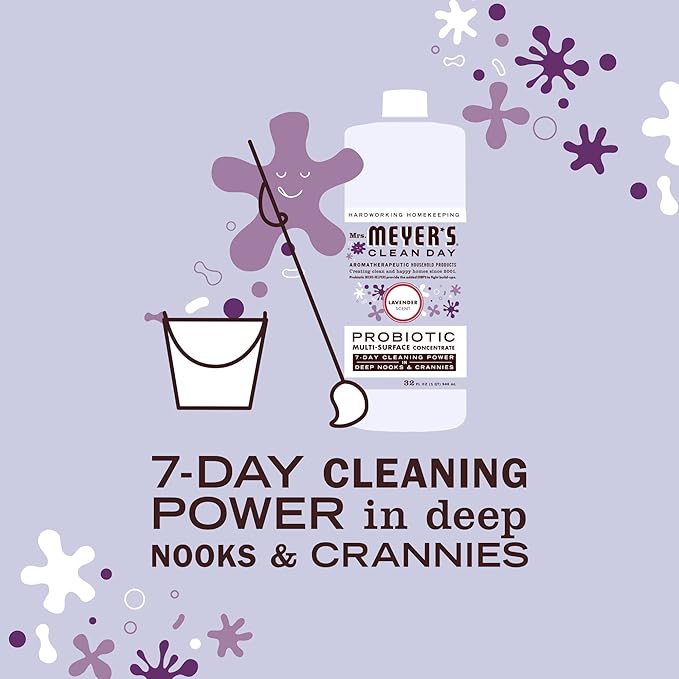 MRS. MEYER'S CLEAN DAY Probiotic Multi-Surface Concentrate Cleaner, Lavender, Cleans Crevices And Tough Stains, 32 Fl Oz