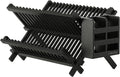 HBlife Dish Rack, Bamboo Folding 2-Tier Collapsible Drainer Dish Drying Rack with Utensils Flatware Holder Set (Dish Rack with Utensil Holder)