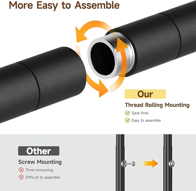 L3 Industrial Pipe Closet Organizer System, Wall Mounted Clothes Rack Clothing Racks with 4 Telescopic Rods & 6 Shelves , Heavy Duty Closet System in Wardrobe Closet (Black)