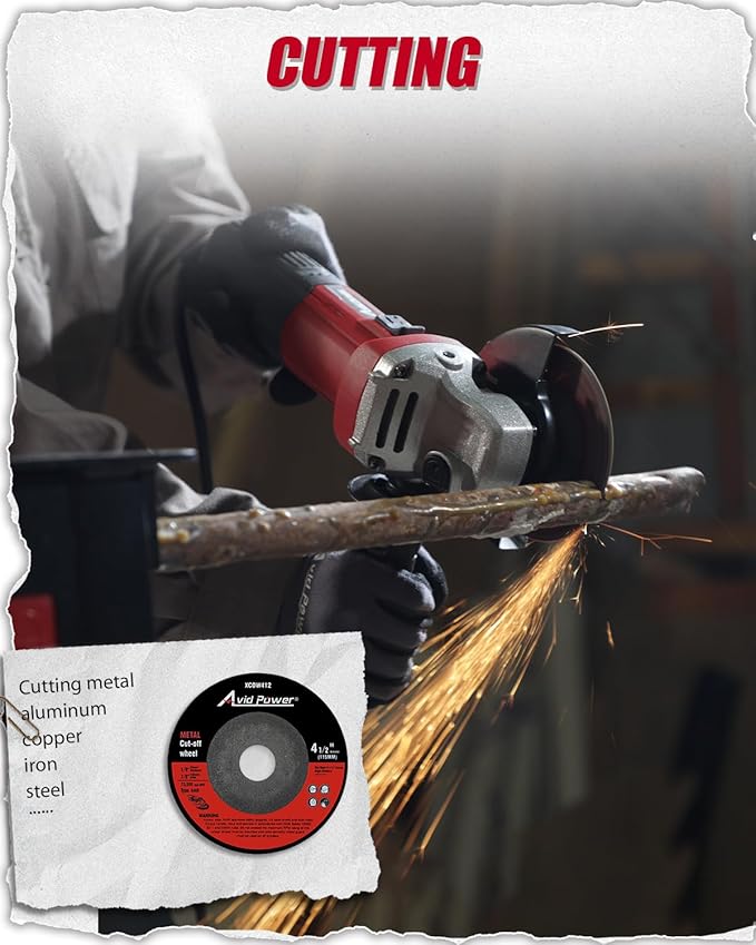 AVID POWER Angle Grinder 7.5-Amp 4-1/2 inch Electric Grinder Power Tools with Grinding Wheels, Cutting Wheels, Flap Disc and Auxiliary Handle for Cutting, Grinding, Polishing & Rust Removal - Dark Red