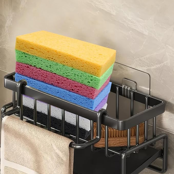 Large Cellulose Sponges, Kitchen Sponge for Dish, Thick Heavy Duty Scrub Pads, Non-Scratch Scrubber for Household/Cookware/Bathroom/Office/Boat 5.5" x 3" x 1" (7 Pack) Black