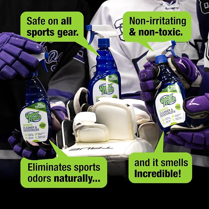 Vapor Fresh Sports Cleaner and Deodorizer - For Boxing Gloves, Sports Pads, Helmets, Gym Bags, Gym Equipment and More - Naturally Powered By Plants, 16 Fl Oz (1-Pack)