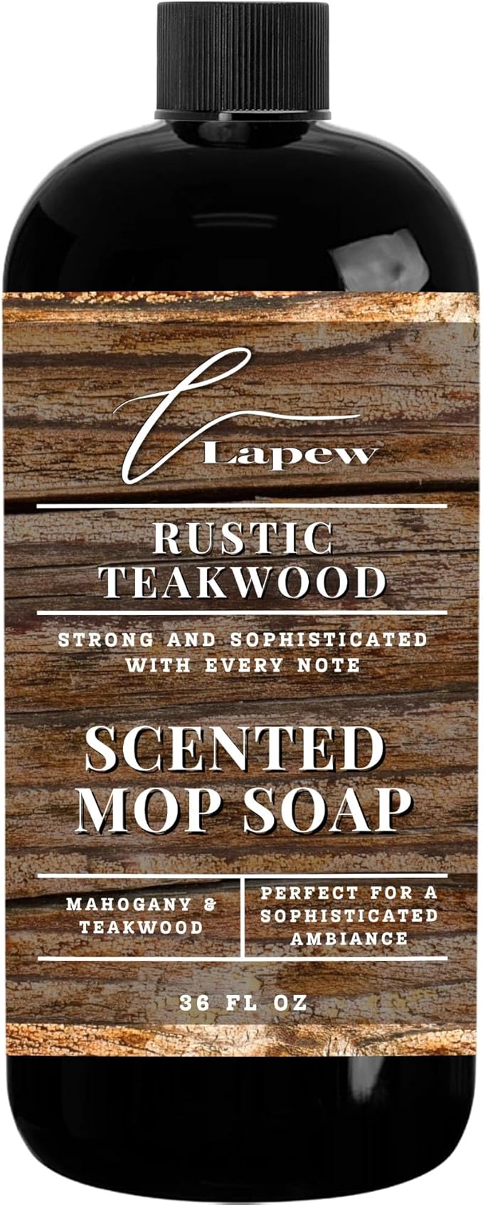 Lapew Rustic Teakwood Scented Mop Soap - Luxury Floor Cleaner Concentrate for Mopping Tile, Laminate, Vinyl & Hardwood | Streak-Free, Low-Foam | 36 oz