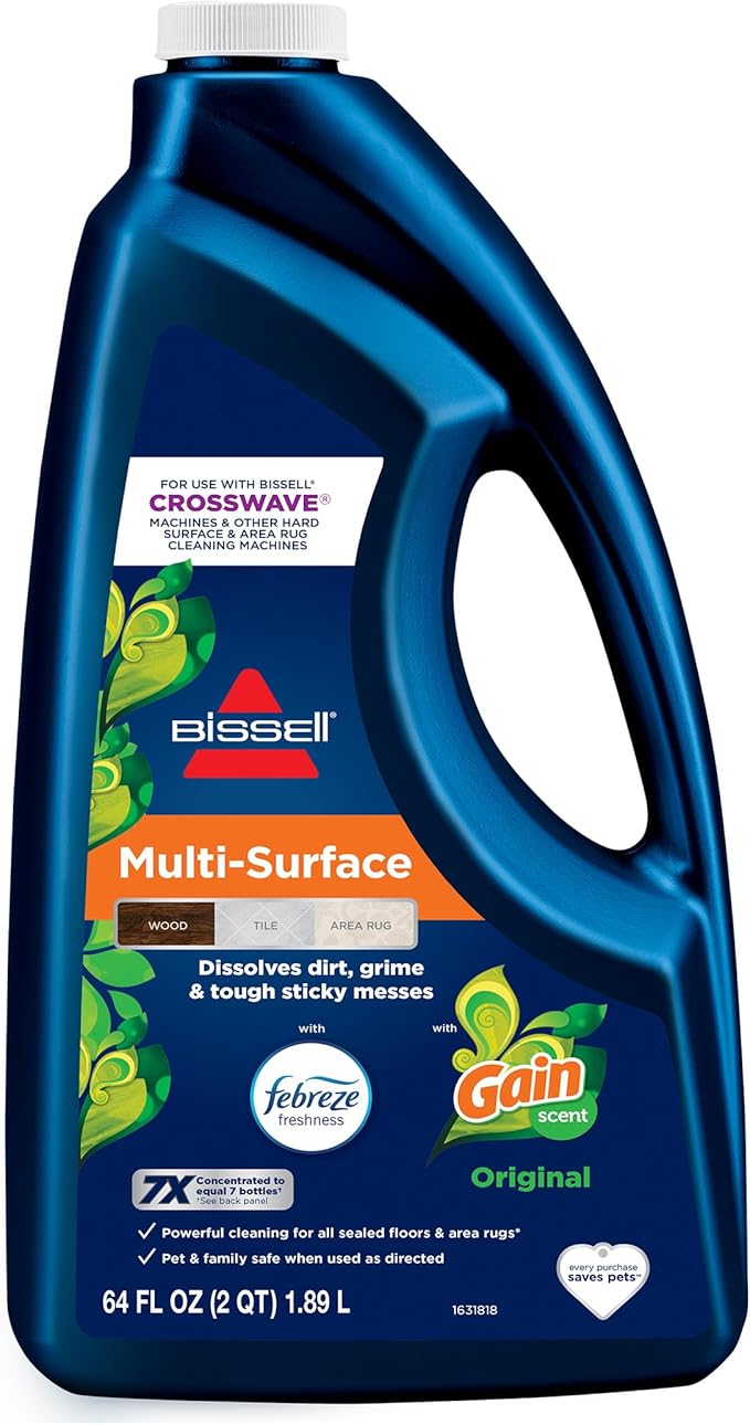 Bissell® Multi-Surface with Febreze + Gain, 34451, 64 oz, Safe of Sealed Hard Floors and Area Rugs, Dissolves Dirt, Grime, and Tough Sticky Messes, Febreze Original Gain Scent