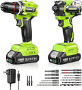 21V Cordless Drill & Impact Driver Combo Kit, 3/8" Drill & 1/4" Impact Driver, 2×2000mAh Batteries, Fast Charger, 16-Piece Bit Set for DIY Projects, Furniture Assembly & Home Repairs