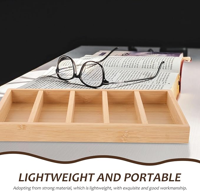 Ciieeo 2-pcs Eyeglasses Organizer Tray with 5 Compartments Sunglasses Storage Display Case Eyewear Holder for Home and Office